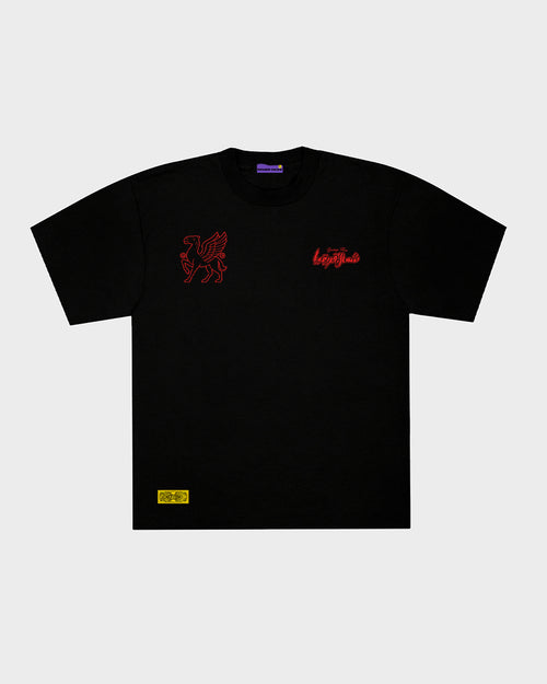 NORTH AFRICA EMBLEM T-SHIRT - BLACK/FLAME RED